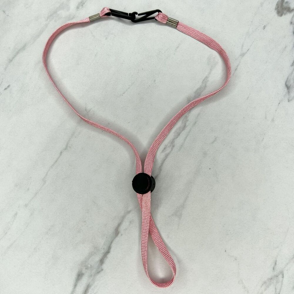 Pink Adjustable Double Clip ID Badge Holder School Work Lanyard Necklace